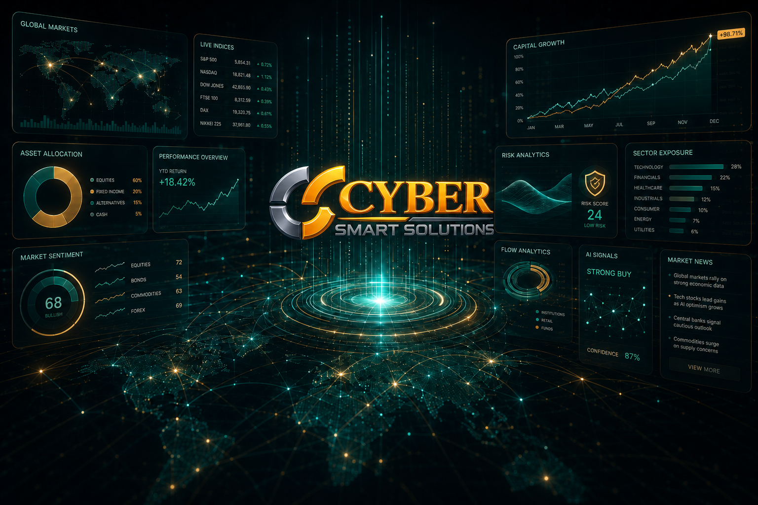 Cyber Smart Solutions AI-driven market analysis graphic